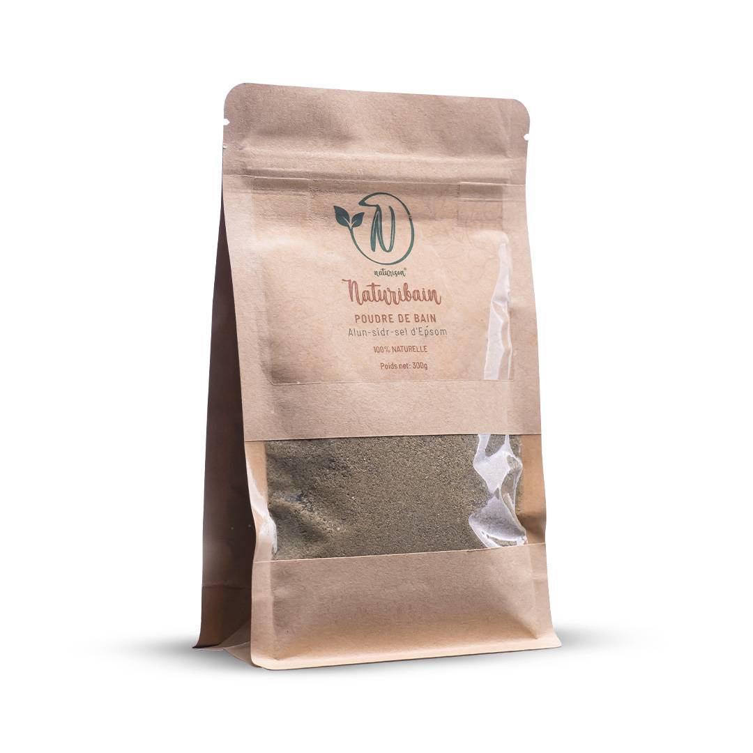 Naturibain, bain de sidr coranisé en poudre - jujubier, alun et sel d'Epsom pour la Roqya légiférée, sachet 300g